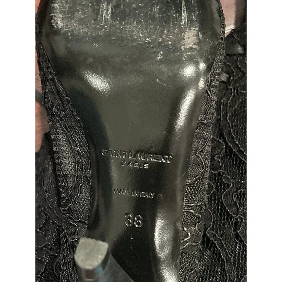 Saint Laurent Era 38 Black Lace Up Boots authentic - Picture 8 of 9